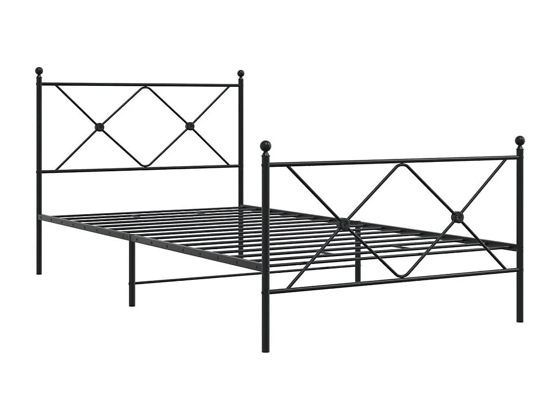 Lit simple | Lit adulte, enfant | Cadre de lit métal avec pied de lit noir 107x203cm