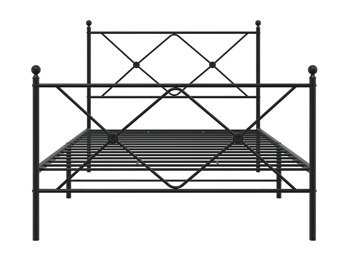 Lit simple | Lit adulte, enfant | Cadre de lit métal avec pied de lit noir 107x203cm