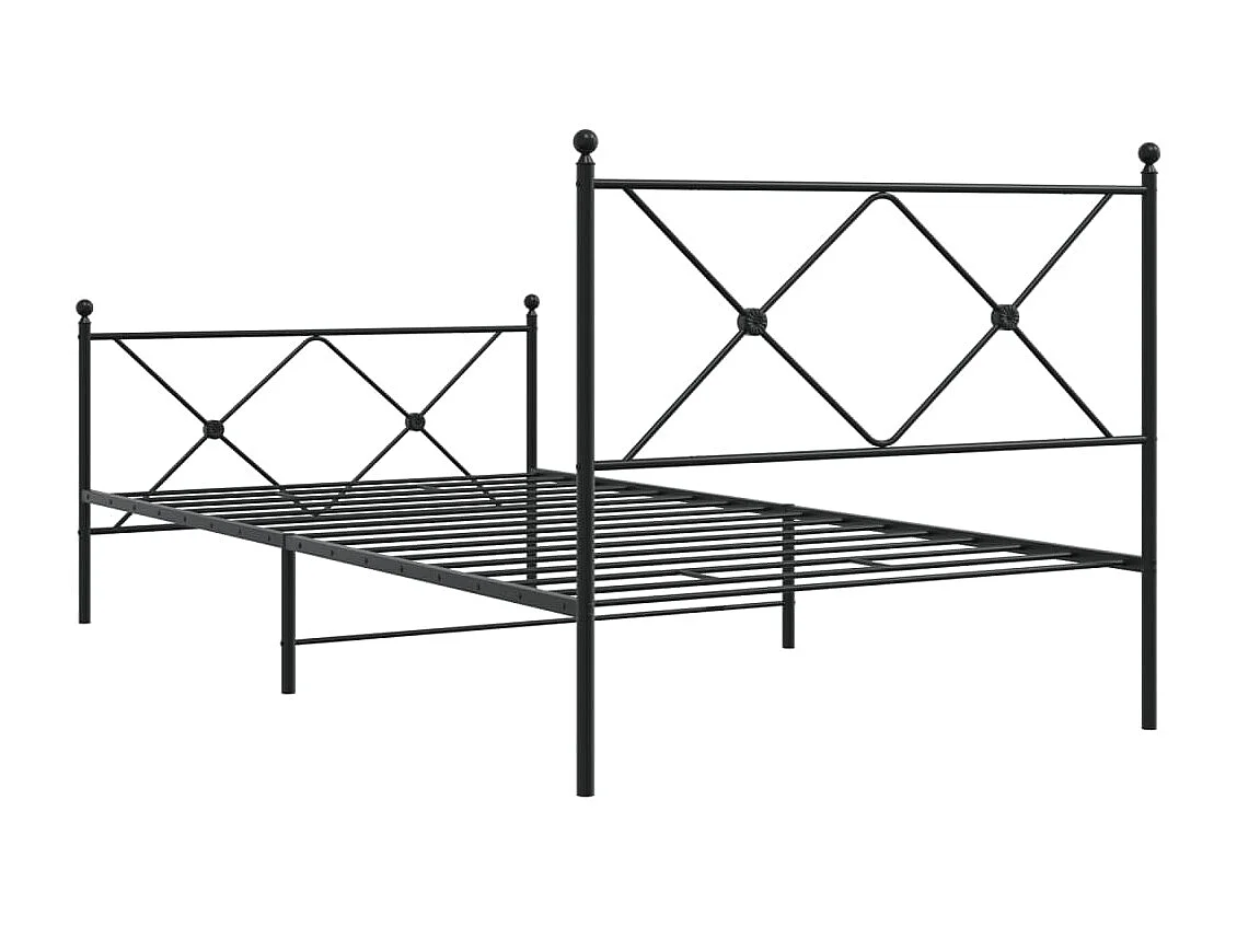 Lit simple | Lit adulte, enfant | Cadre de lit métal avec pied de lit noir 107x203cm