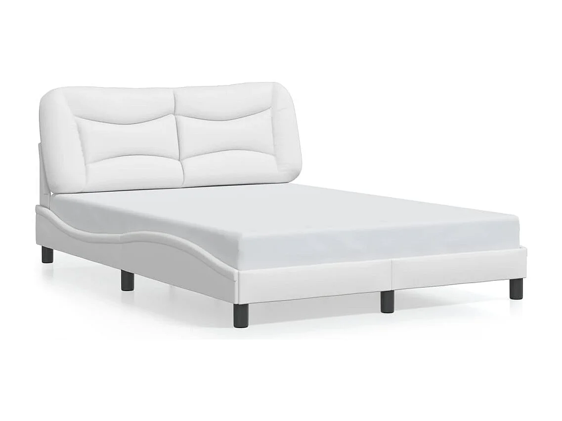 Bedframe | Eenpersoonsbed zonder matras "Hvar" kunstleer wit 120x200 cm