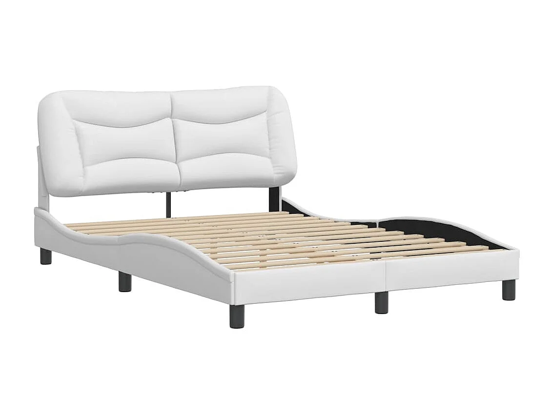 Bedframe | Eenpersoonsbed zonder matras "Hvar" kunstleer wit 120x200 cm