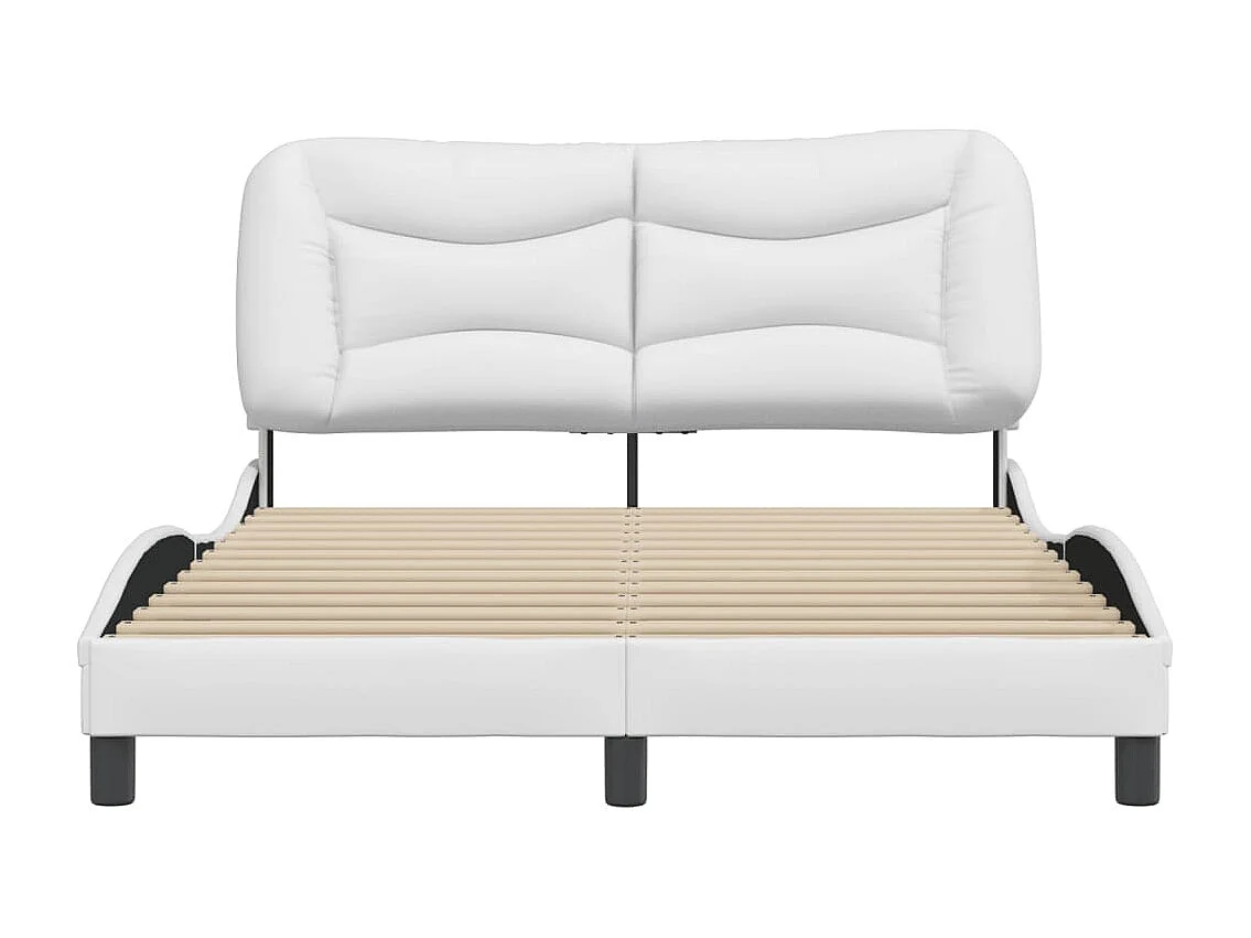 Bedframe | Eenpersoonsbed zonder matras "Hvar" kunstleer wit 120x200 cm