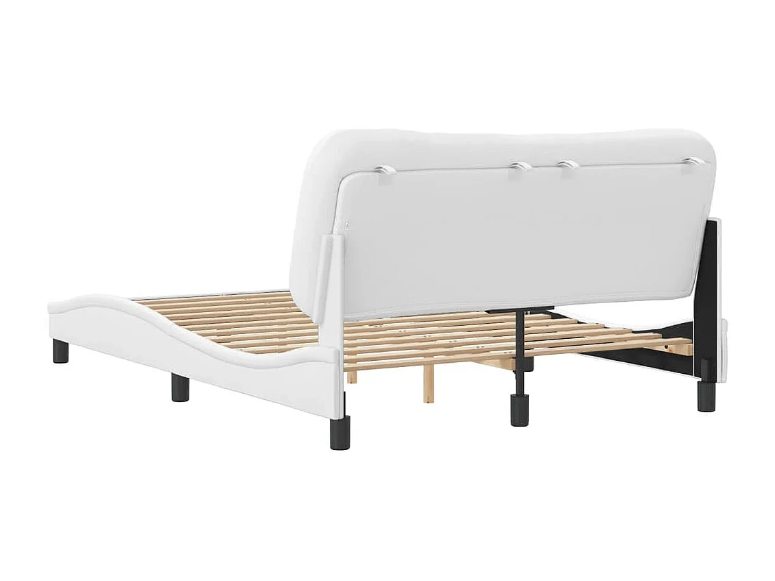 Bedframe | Eenpersoonsbed zonder matras "Hvar" kunstleer wit 120x200 cm