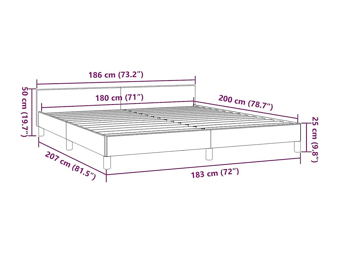 Lit double | Lit adulte | Cadre de lit noir 180x200 cm tissu