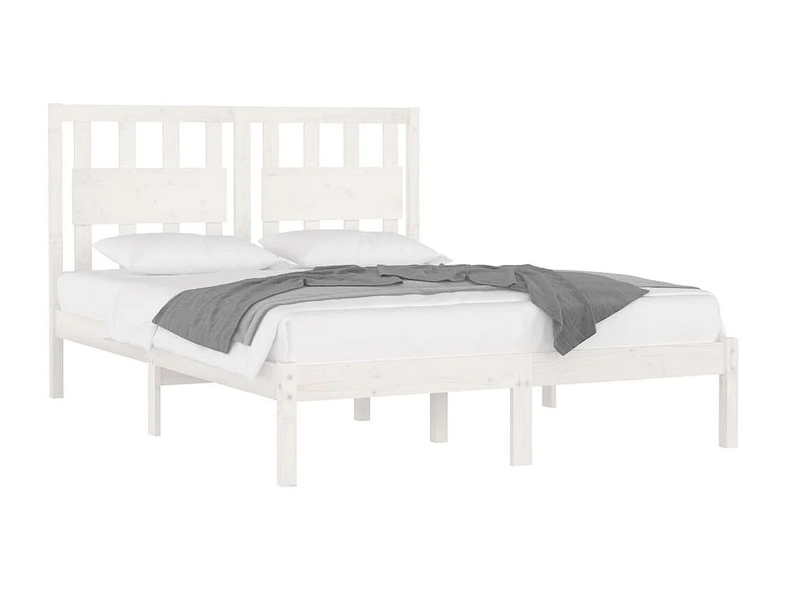 Lit double | Lit adulte | Cadre de lit blanc bois massif 135x190 cm