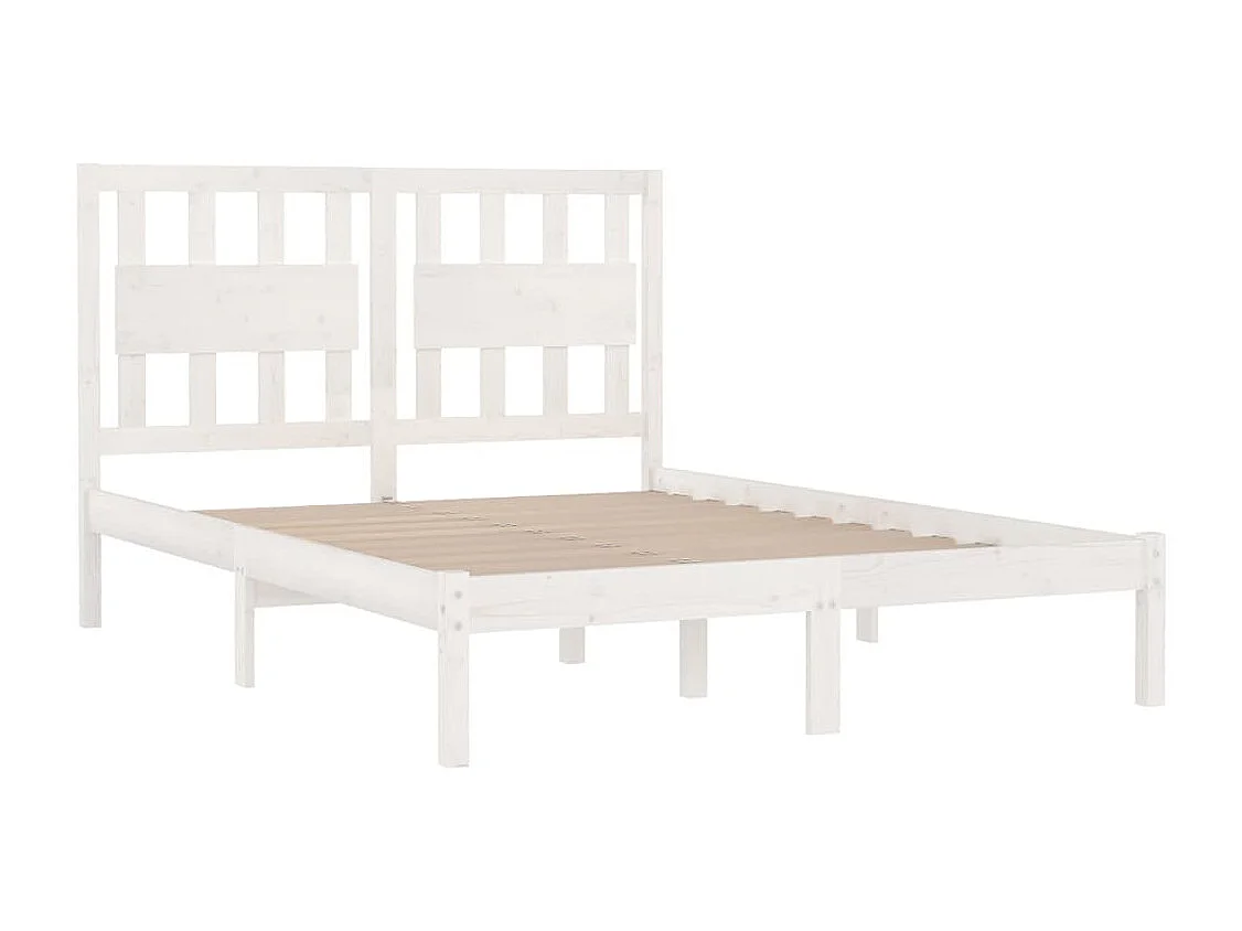 Lit double | Lit adulte | Cadre de lit blanc bois massif 135x190 cm