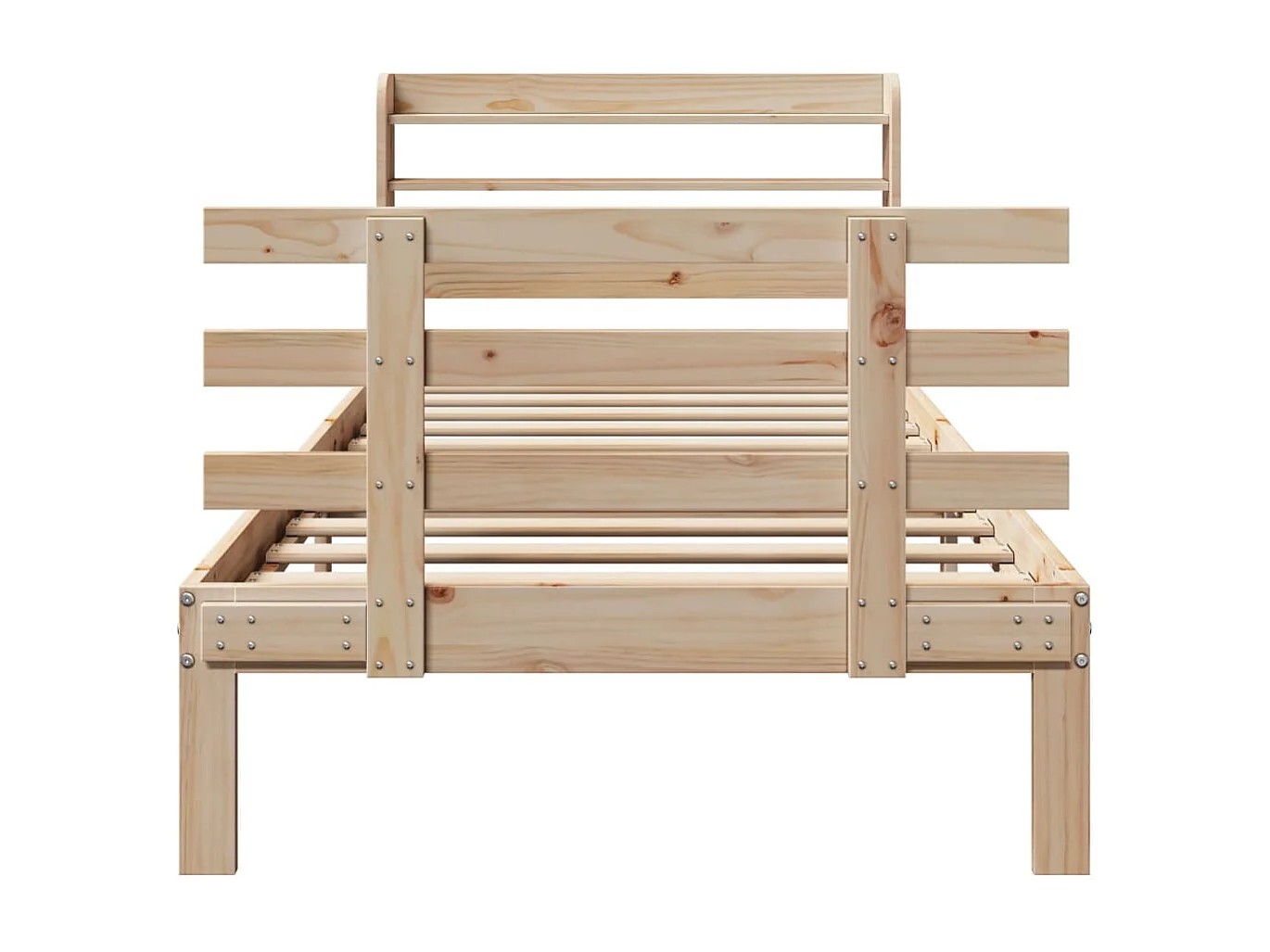 Letto per adulti | Letto singolo | Giroletto con Testiera 90x200 cm in Legno Massello di Pino