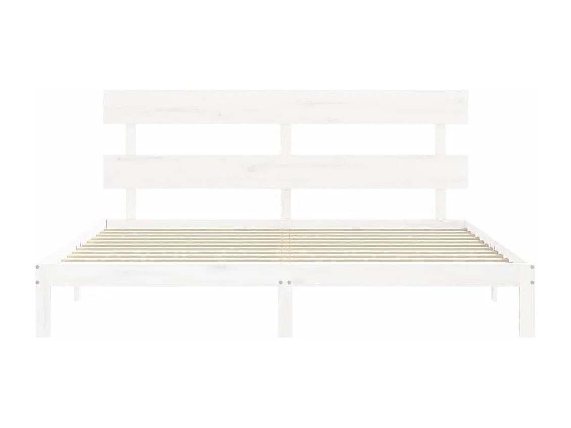 Lit double | Lit adulte | Cadre de lit blanc 200x200 cm bois massif de pin
