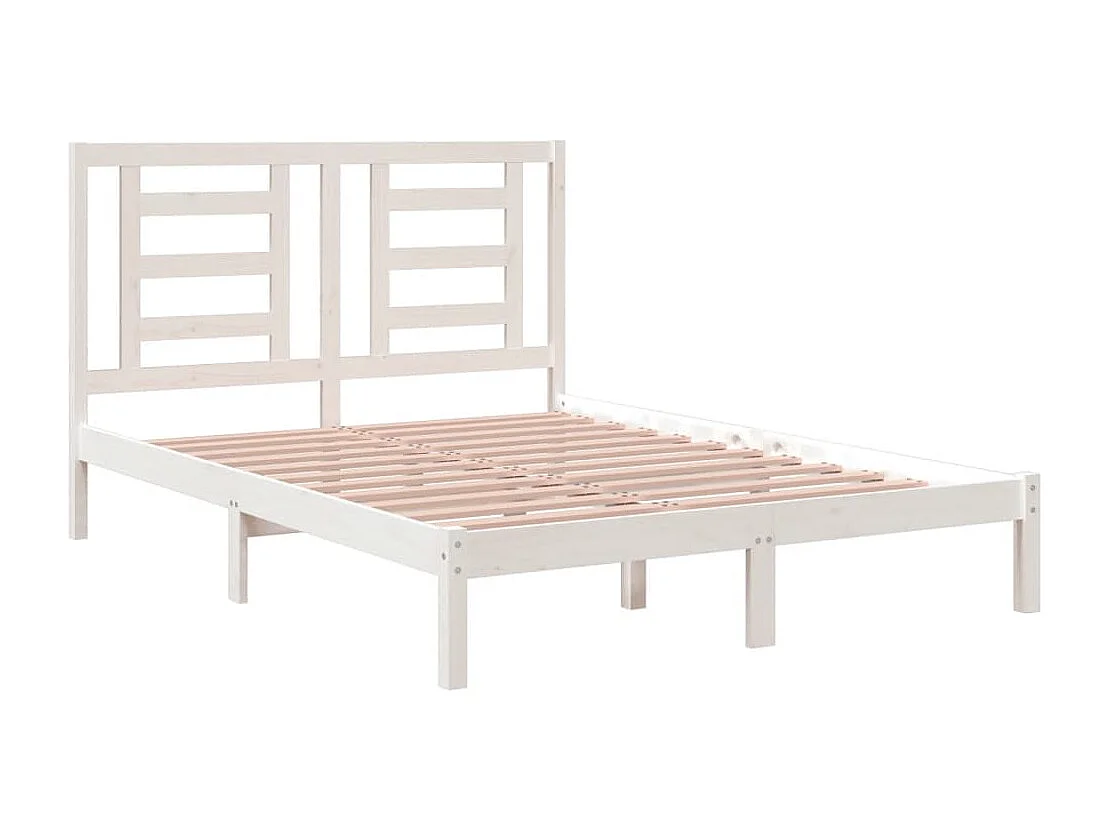 Lit double | Lit adulte | Cadre de lit blanc 140x190 cm bois de pin massif