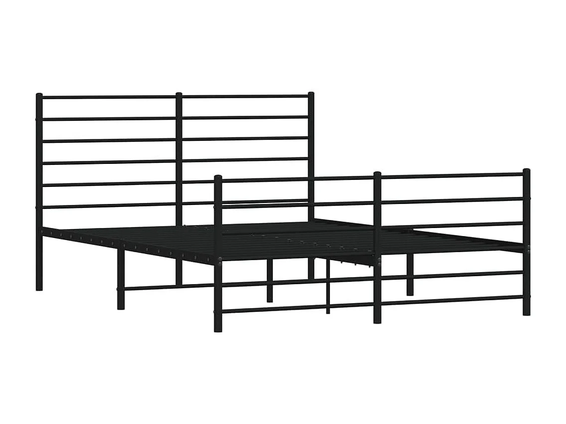 Lit double | Lit adulte | Cadre de lit métal avec pied de lit noir 140x190cm