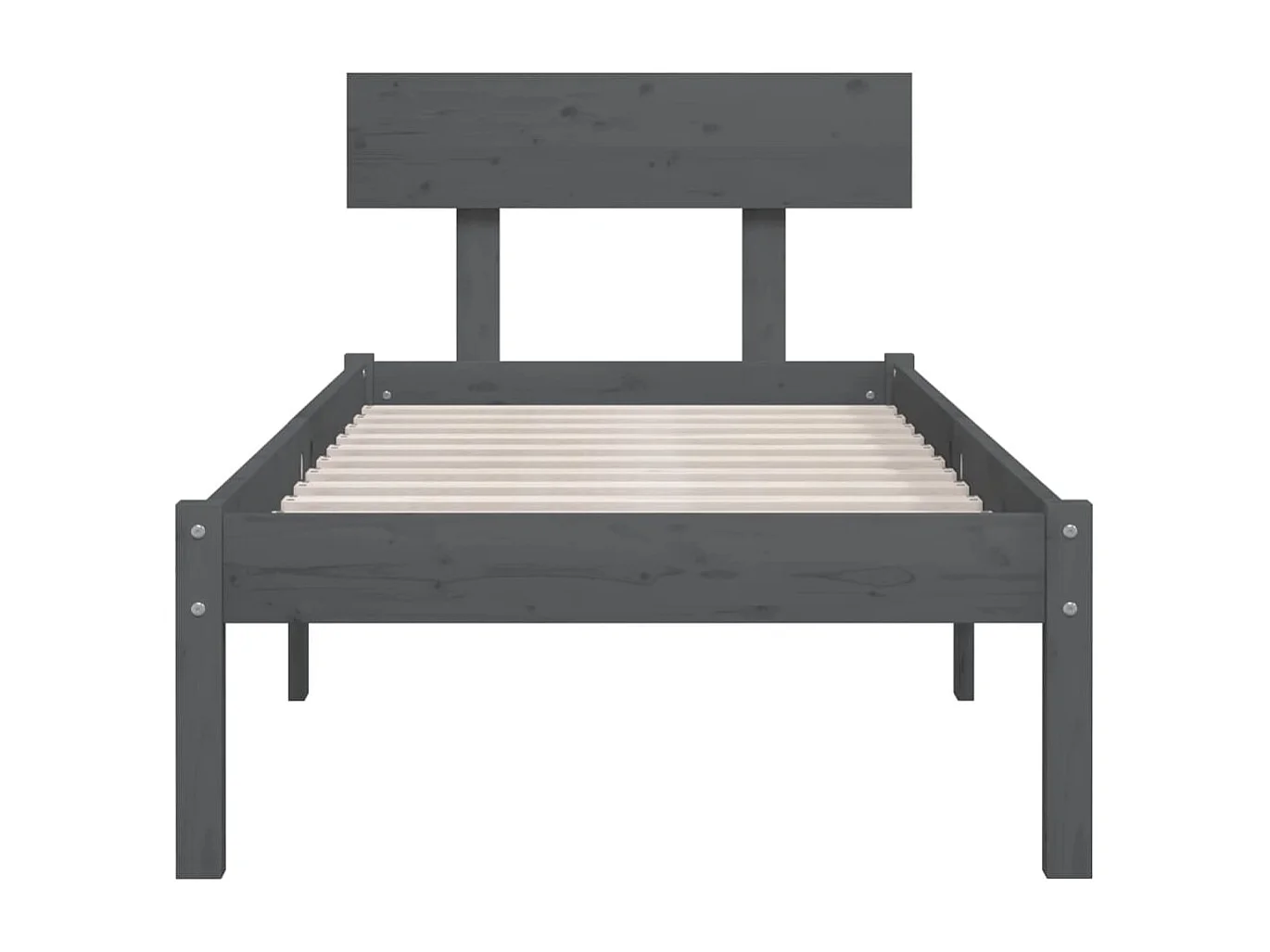 Lit simple | Lit adulte, enfant | Cadre de lit gris bois de pin massif 90x190 cm