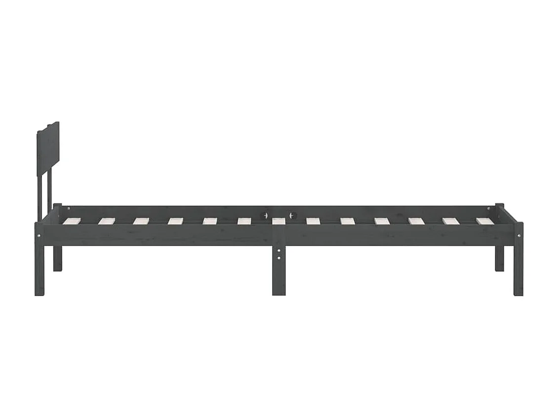 Lit simple | Lit adulte, enfant | Cadre de lit gris bois de pin massif 90x190 cm