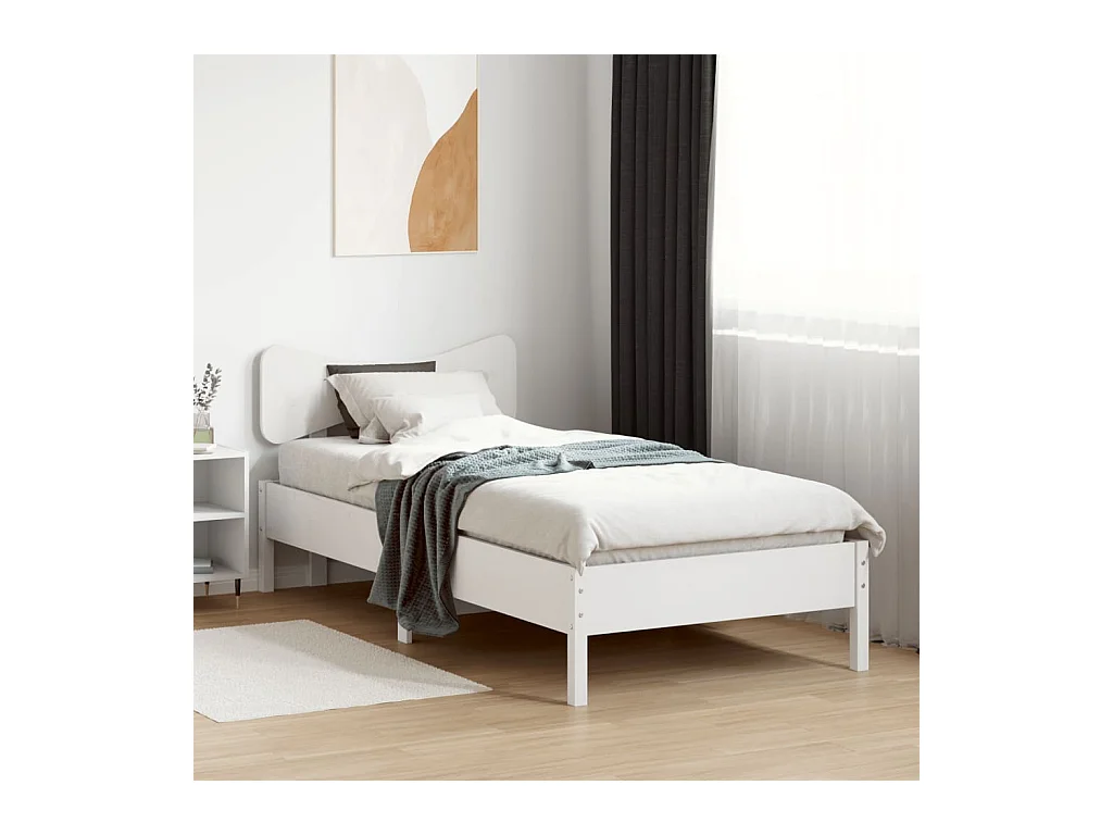 Letto per adulti | Letto singolo | Giroletto senza Materasso Bianco 75x190 cm Legno Massello di Pino