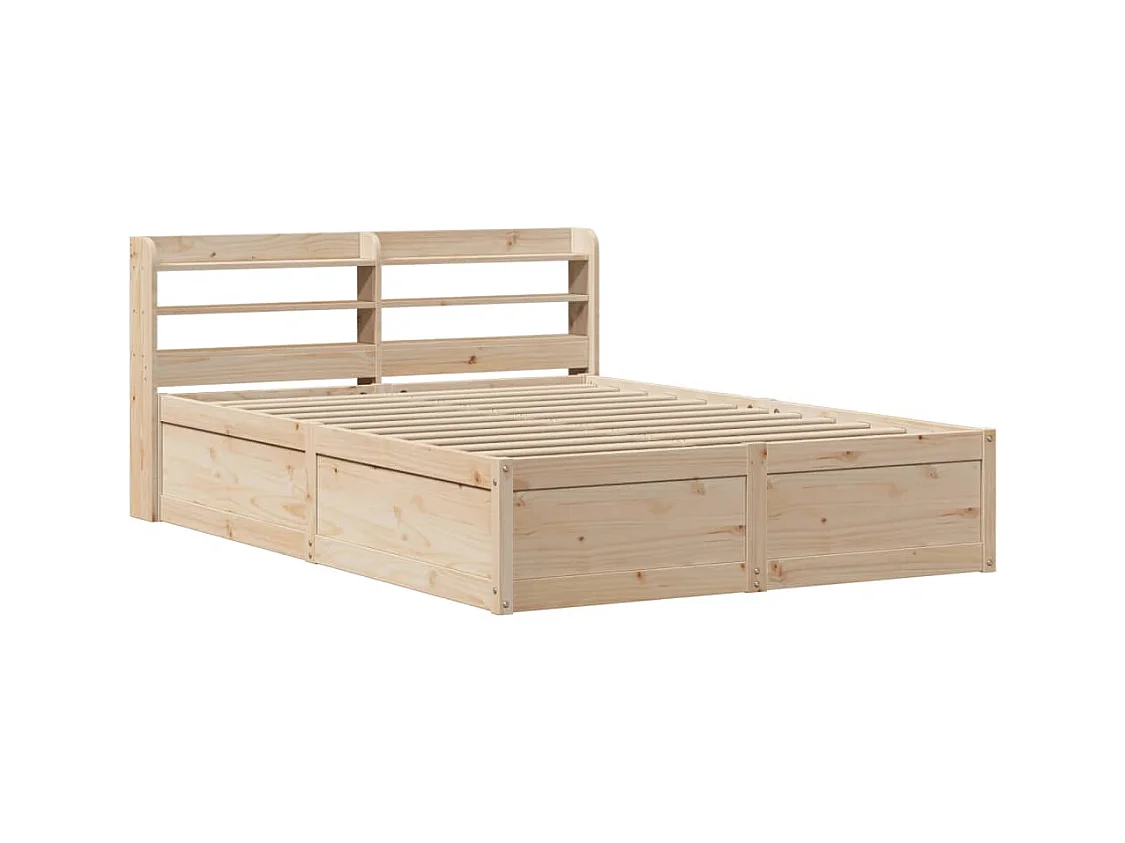 Letto per adulti | Letto matrimoniale | Giroletto con Testiera 140x200 cm in Legno Massello di Pino