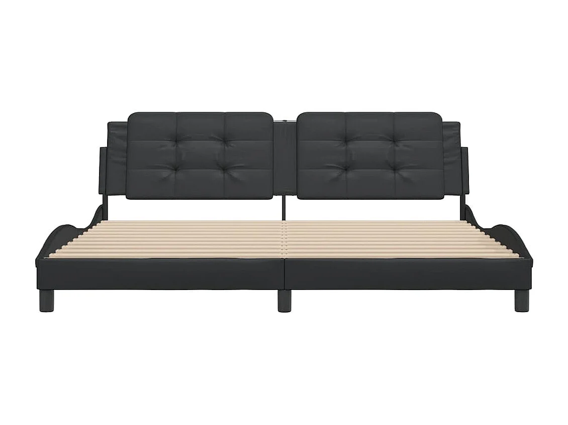 Lit double | Lit adulte | Cadre de lit noir 200x200 cm similicuir