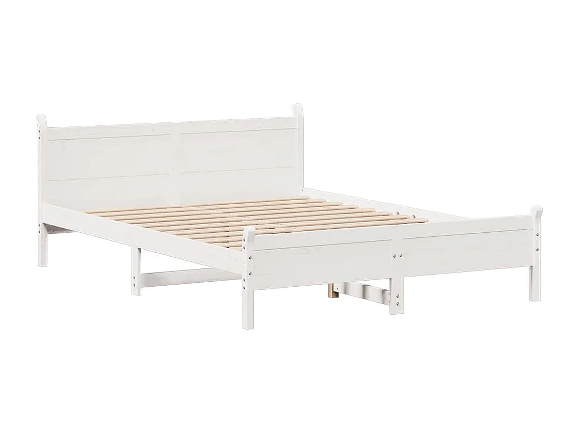 Lit double | Lit adulte | Cadre de lit blanc 150x200 cm bois de pin massif
