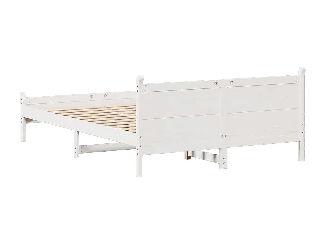Lit double | Lit adulte | Cadre de lit blanc 150x200 cm bois de pin massif