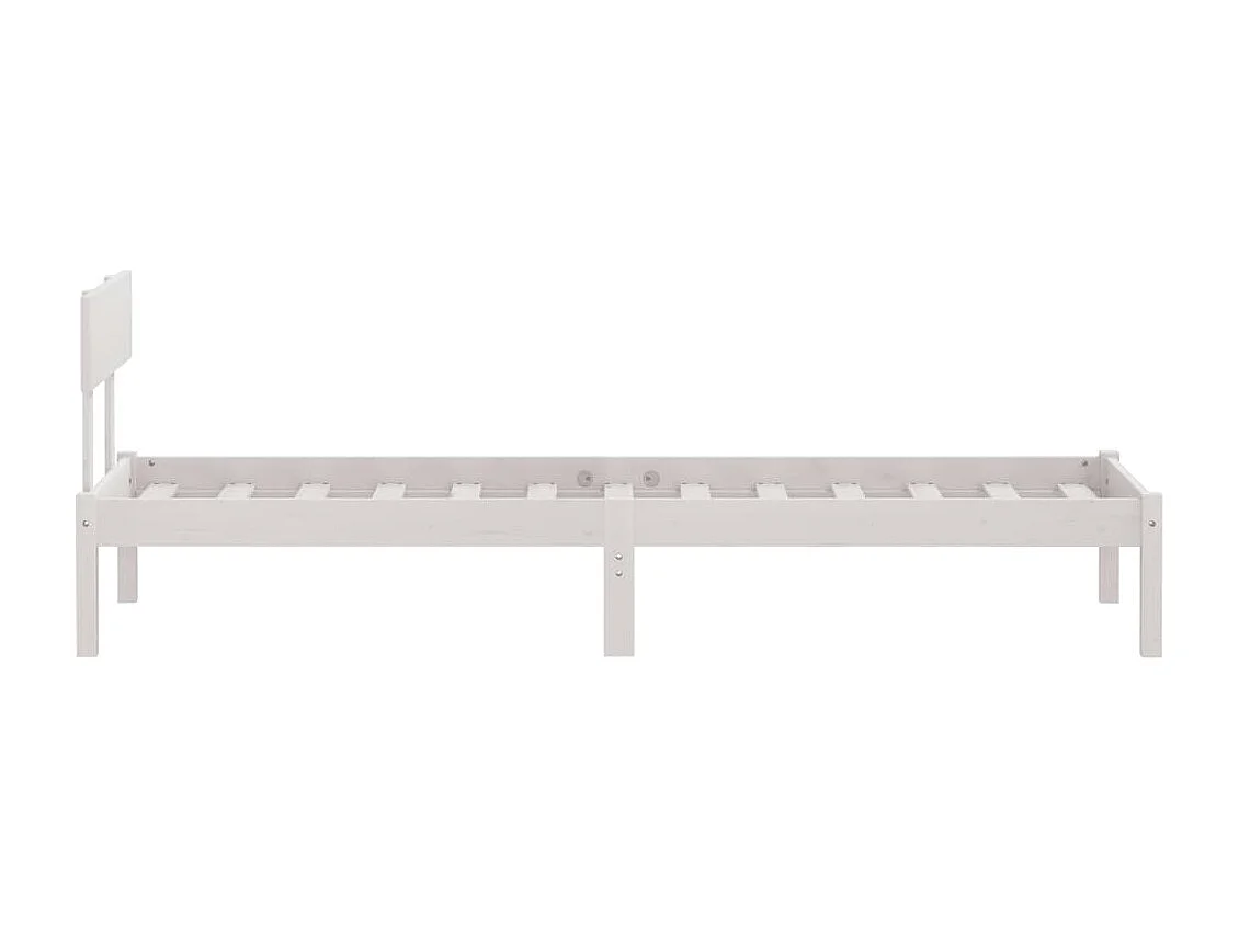 Lit simple | Lit adulte, enfant | Cadre de lit blanc bois de pin massif 90x190 cm