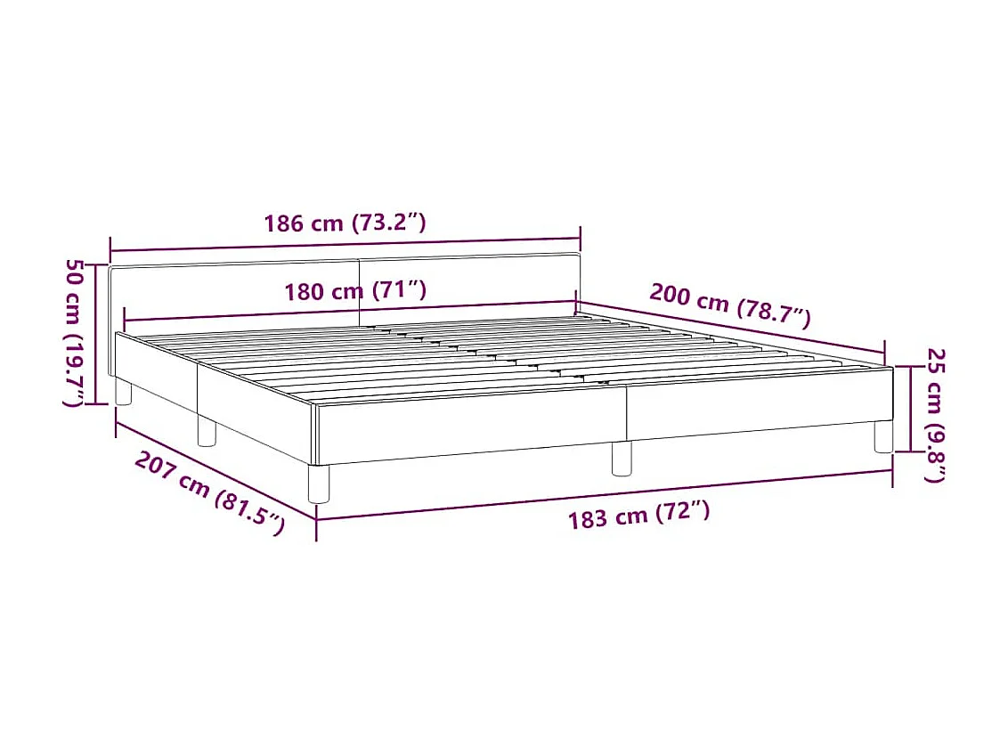 Lit double | Lit adulte | Cadre de lit avec tête de lit cappuccino 180x200cm