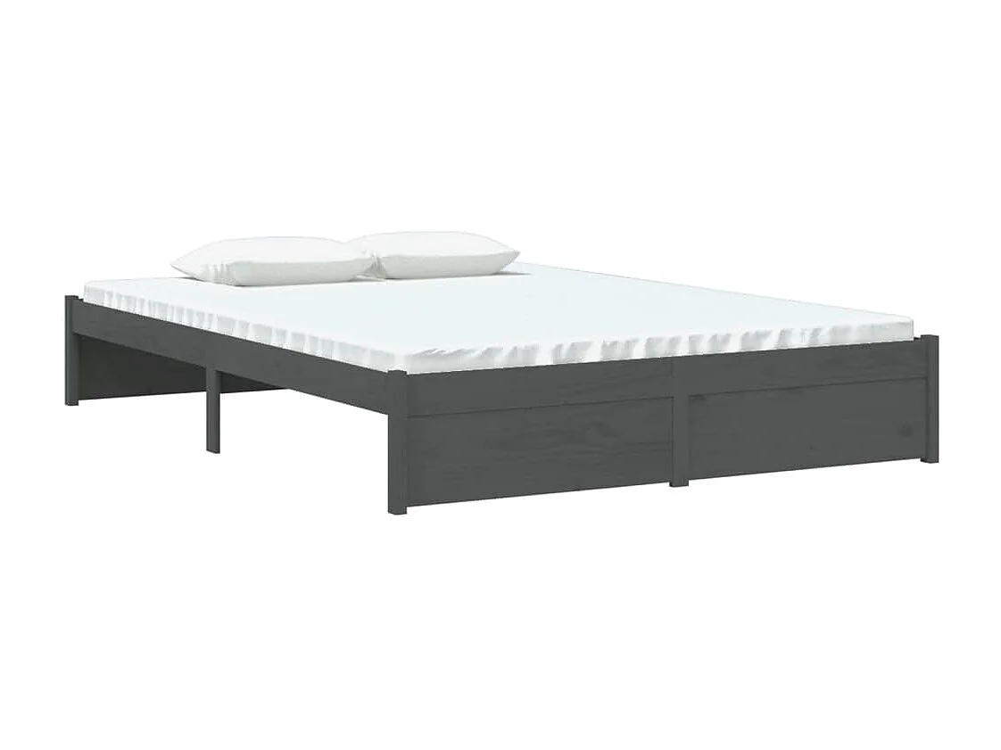 Lit double | Lit adulte | Cadre de lit gris bois massif 140x200 cm