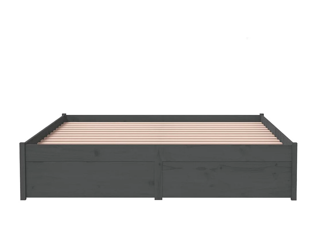 Lit double | Lit adulte | Cadre de lit gris bois massif 140x200 cm