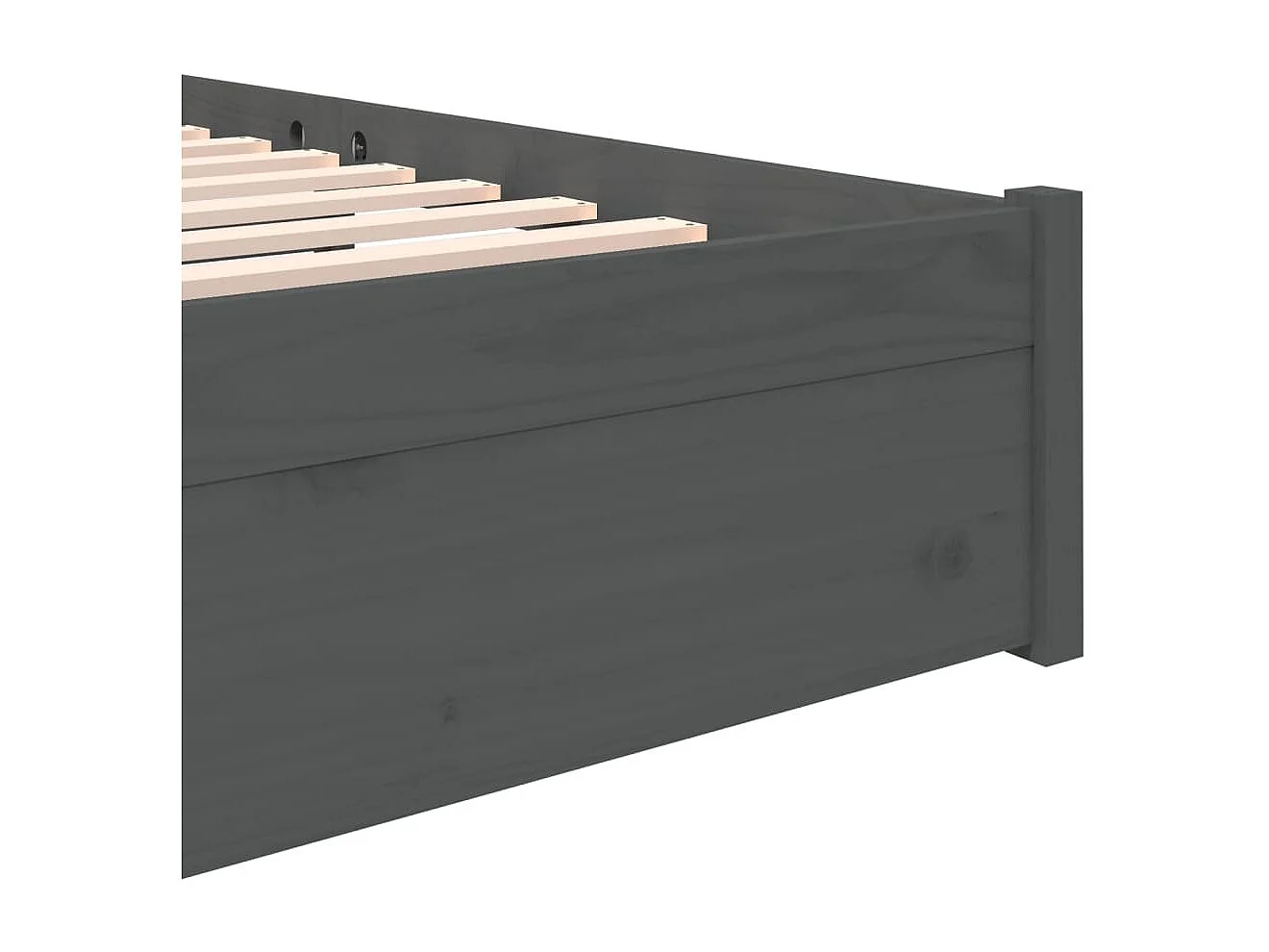 Lit double | Lit adulte | Cadre de lit gris bois massif 140x200 cm