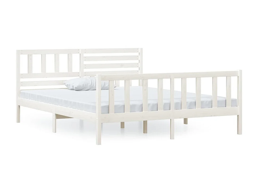 Lit simple | Lit adulte, enfant | Cadre de lit blanc bois massif 120x200 cm