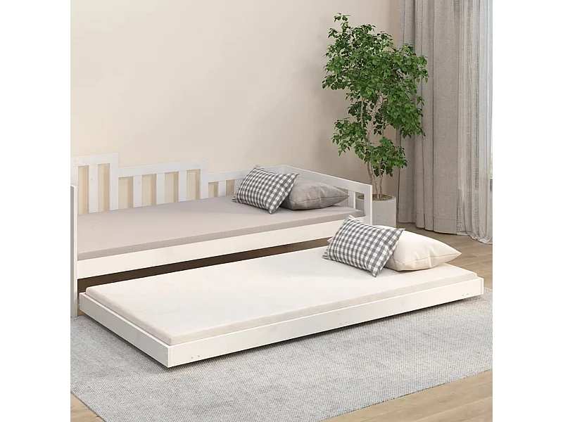 Lit simple | Lit adulte, enfant | Cadre de lit blanc 90x200 cm bois de pin massif