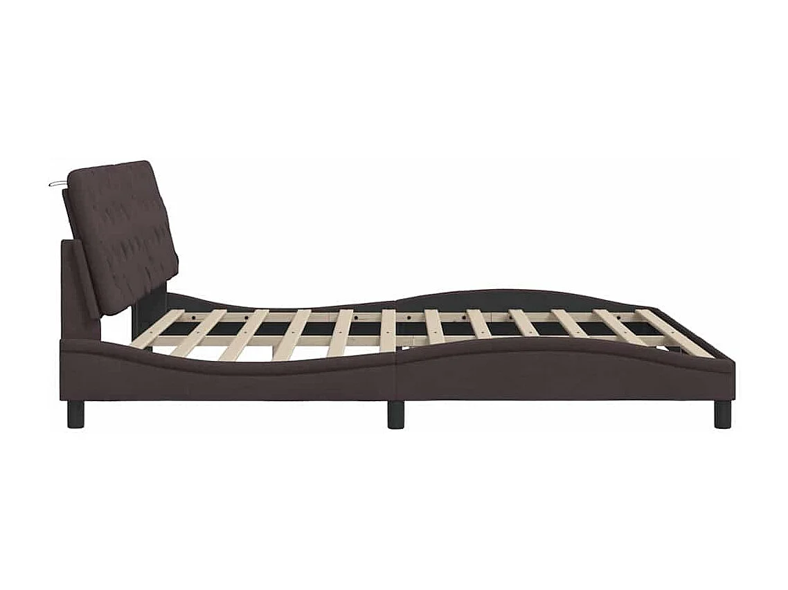 Lit double | Lit adulte | Cadre de lit avec LED marron foncé 200x200cm tissu