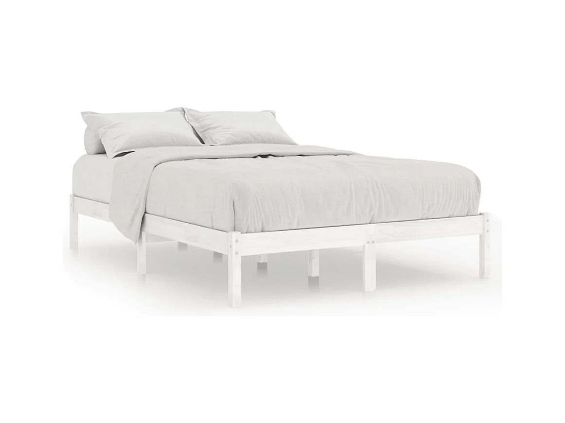 Lit double | Lit adulte | Cadre de lit blanc bois massif 140x190 cm