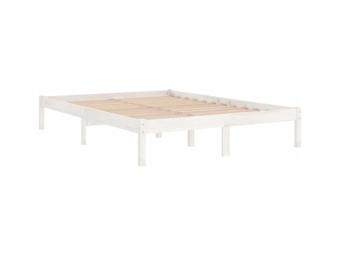 Lit double | Lit adulte | Cadre de lit blanc bois massif 140x190 cm