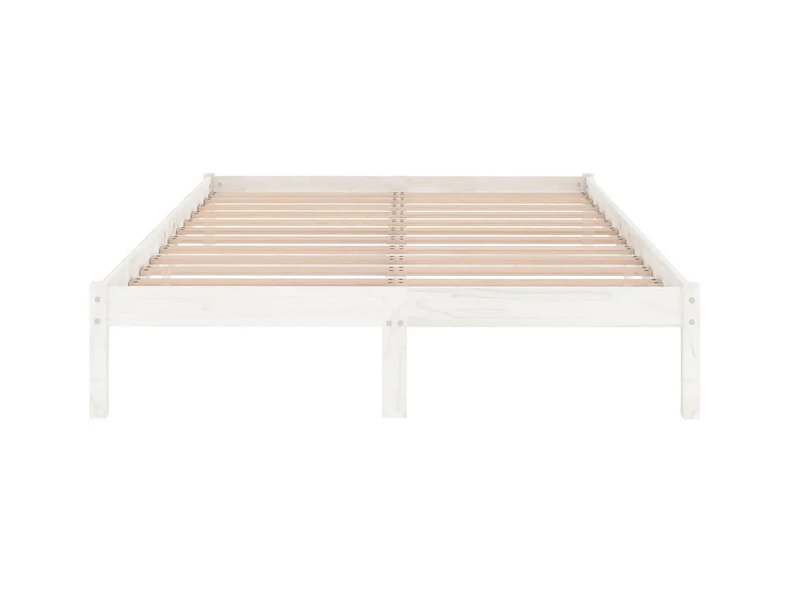 Lit double | Lit adulte | Cadre de lit blanc bois massif 140x190 cm