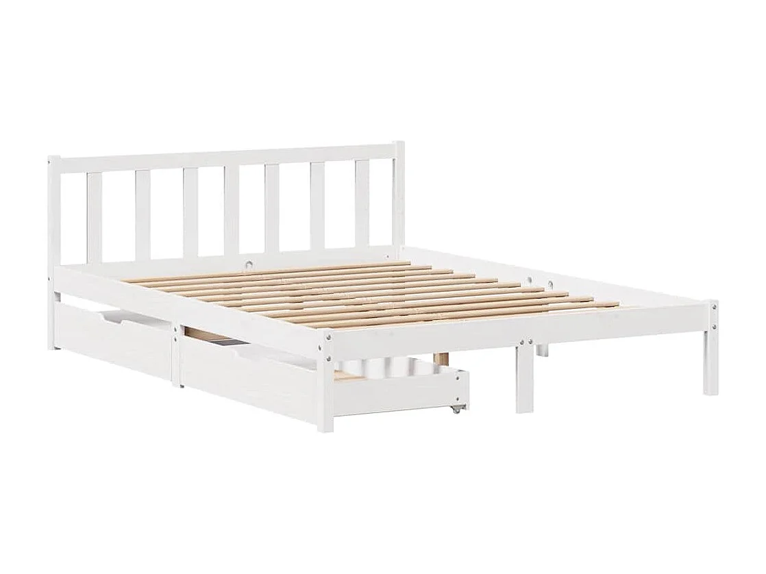 Lit double | Lit adulte | Cadre de lit blanc 150x200 cm bois de pin massif