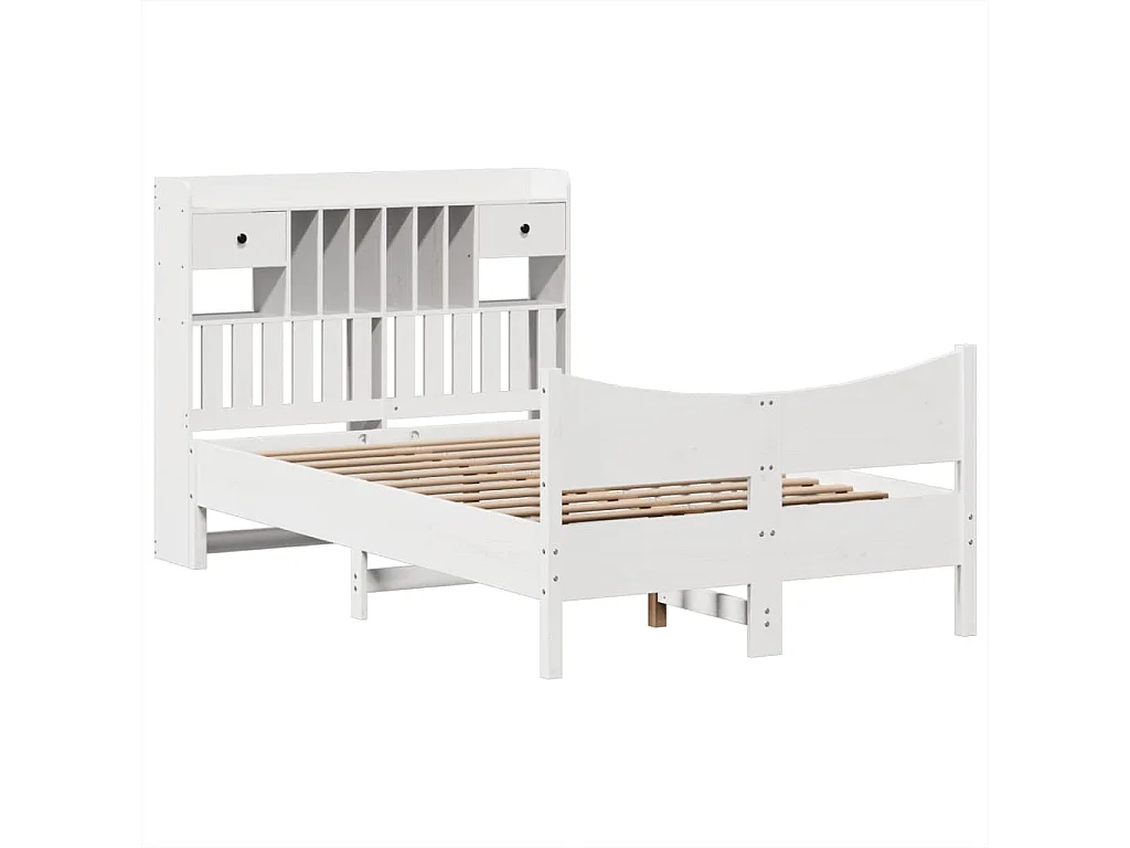 Lit double | Lit adulte | Cadre de lit blanc 135x190 cm bois de pin massif