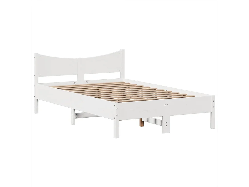 Lit double | Lit adulte | Cadre de lit blanc 135x190 cm bois de pin massif