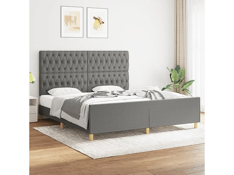 Lit double | Lit adulte | Cadre de lit gris foncé 180x200 cm tissu