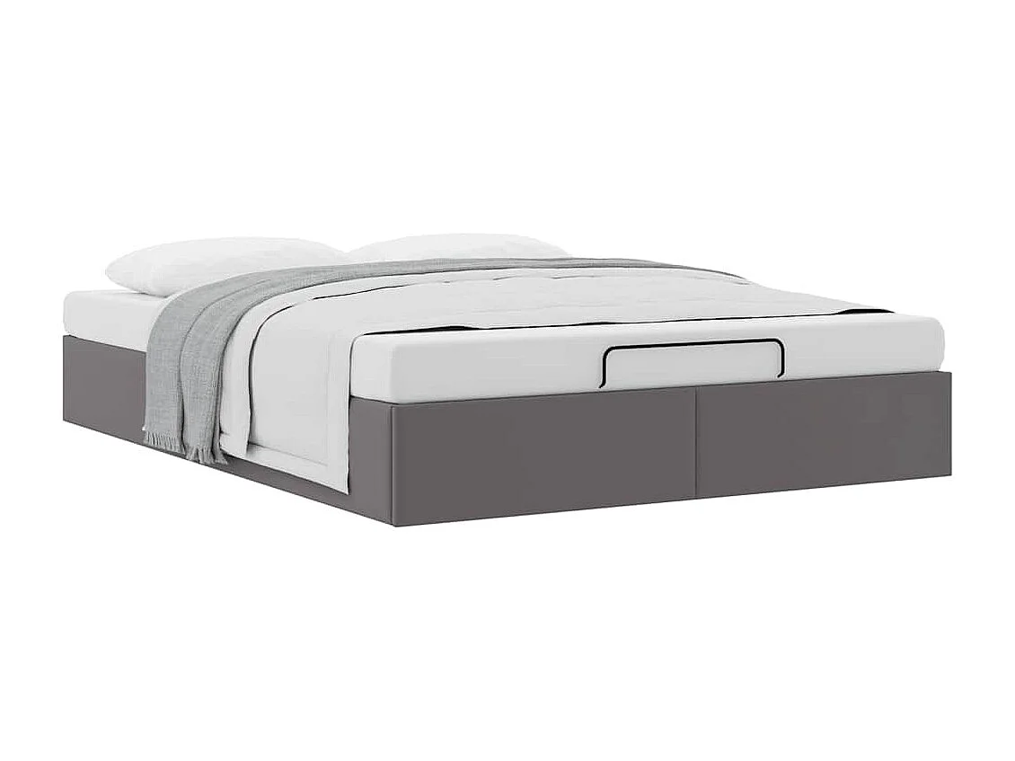 Lit double | Lit adulte | Cadre de lit ottoman gris 140x200 cm similicuir