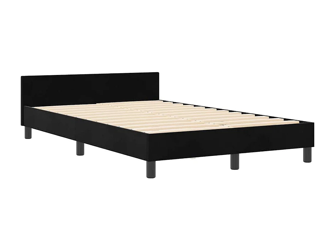 Lit simple | Lit adulte, enfant | Cadre de lit avec tête de lit Noir 120x200 cm Velours