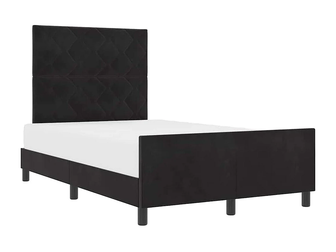 Lit simple | Lit adulte, enfant | Cadre de lit avec tête de lit Noir 120x200 cm Velours