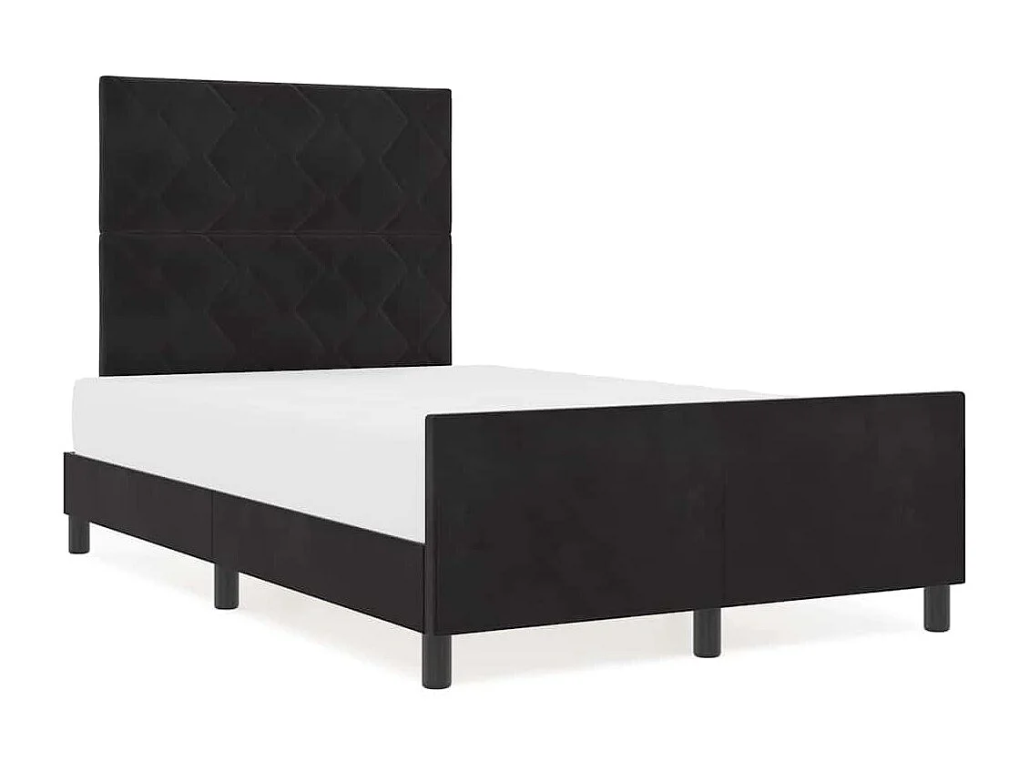 Lit simple | Lit adulte, enfant | Cadre de lit avec tête de lit Noir 120x200 cm Velours