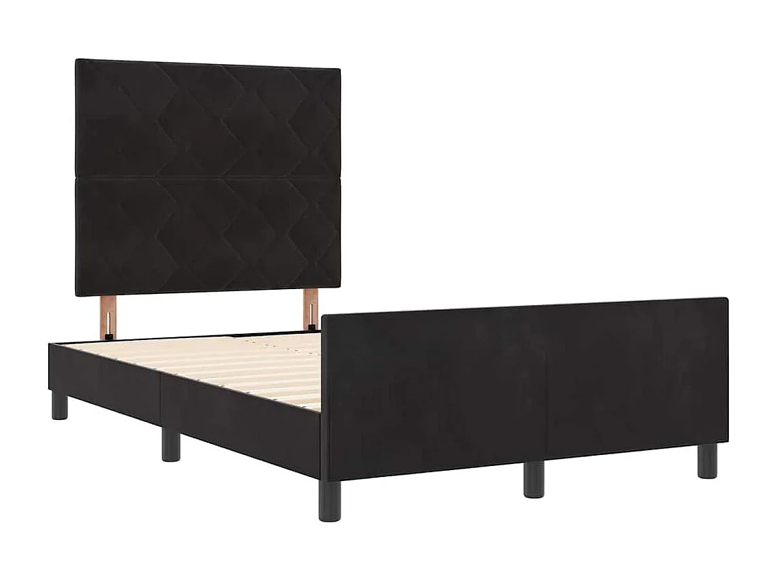 Lit simple | Lit adulte, enfant | Cadre de lit avec tête de lit Noir 120x200 cm Velours