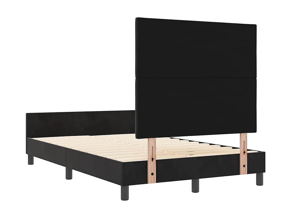 Lit simple | Lit adulte, enfant | Cadre de lit avec tête de lit Noir 120x200 cm Velours