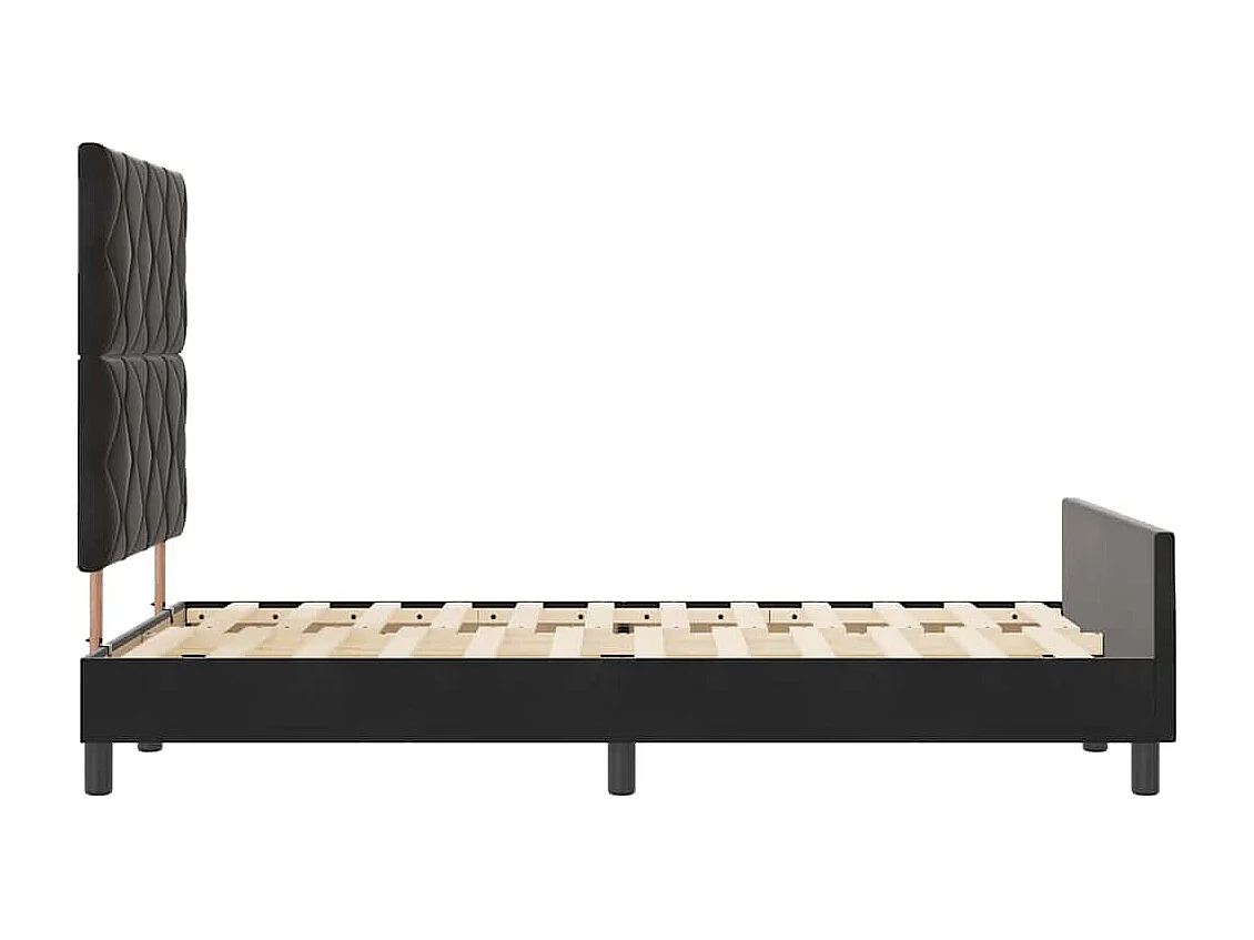 Lit simple | Lit adulte, enfant | Cadre de lit avec tête de lit Noir 120x200 cm Velours