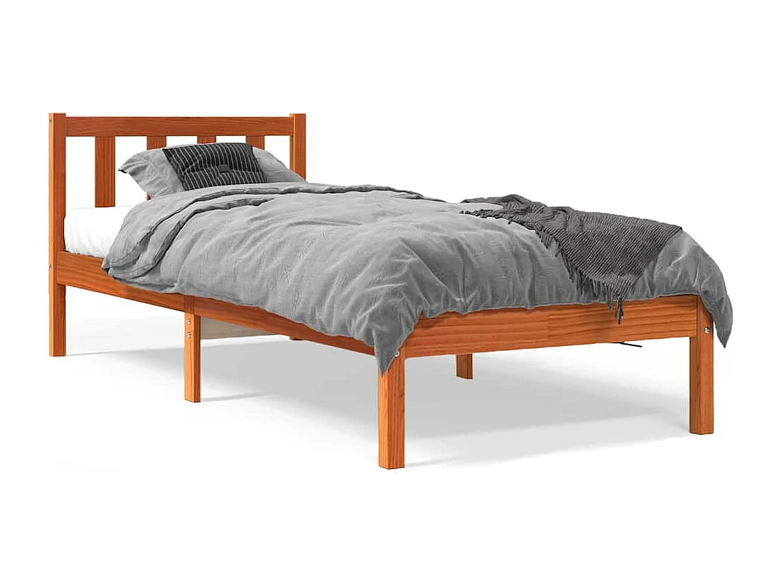 Lit simple | Lit adulte, enfant | Cadre de lit cire marron 90x200 cm bois pin massif
