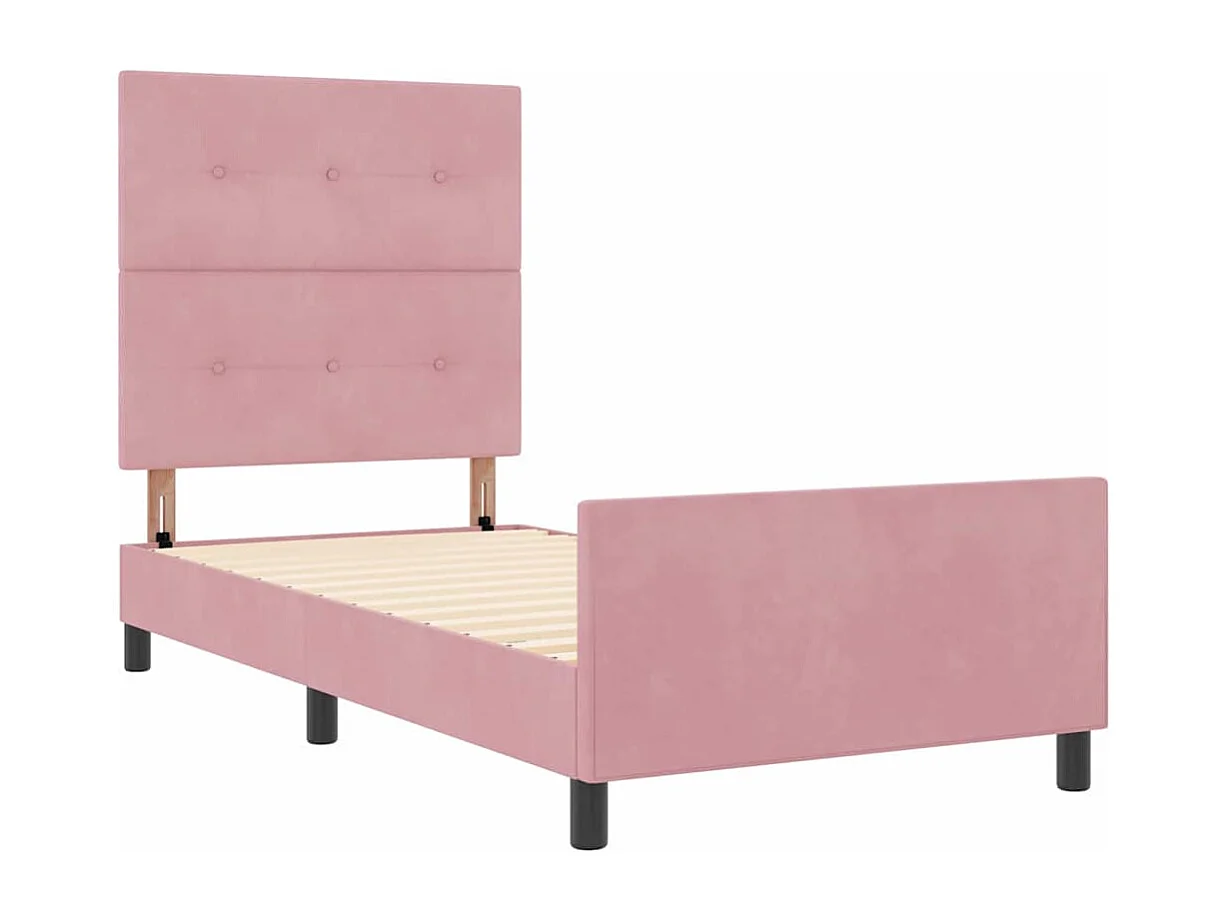 Lit simple | Lit adulte, enfant | Cadre de lit avec tête de lit Rose 80x200 cm Velours