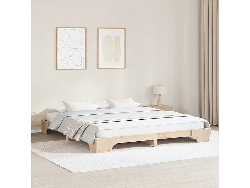 Lit double | Lit adulte | Cadre de lit 200x200 cm en bois de pin massif