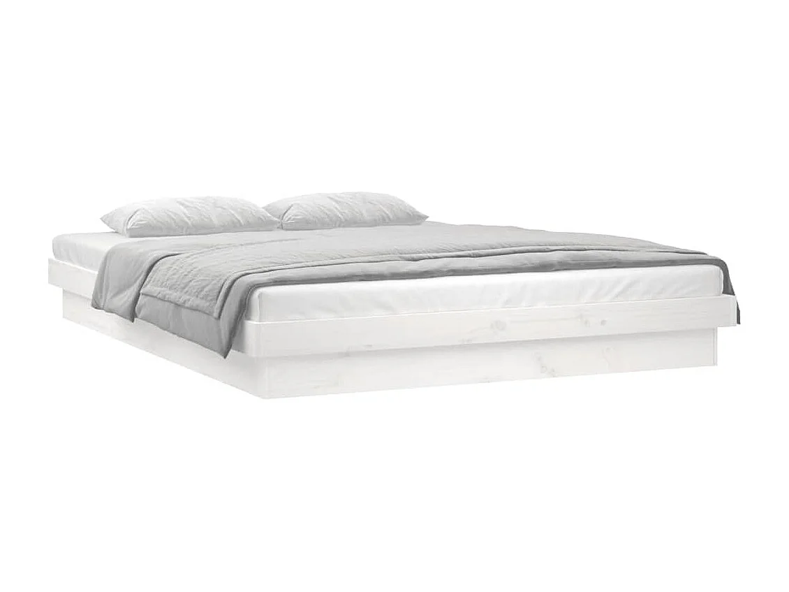 Lit simple | Lit adulte, enfant | Cadre de lit à LED blanc bois massif 120x190 cm