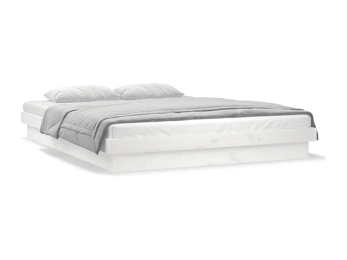 Lit simple | Lit adulte, enfant | Cadre de lit à LED blanc bois massif 120x190 cm