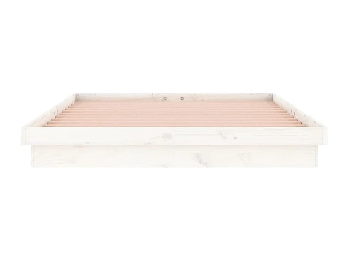 Lit simple | Lit adulte, enfant | Cadre de lit à LED blanc bois massif 120x190 cm