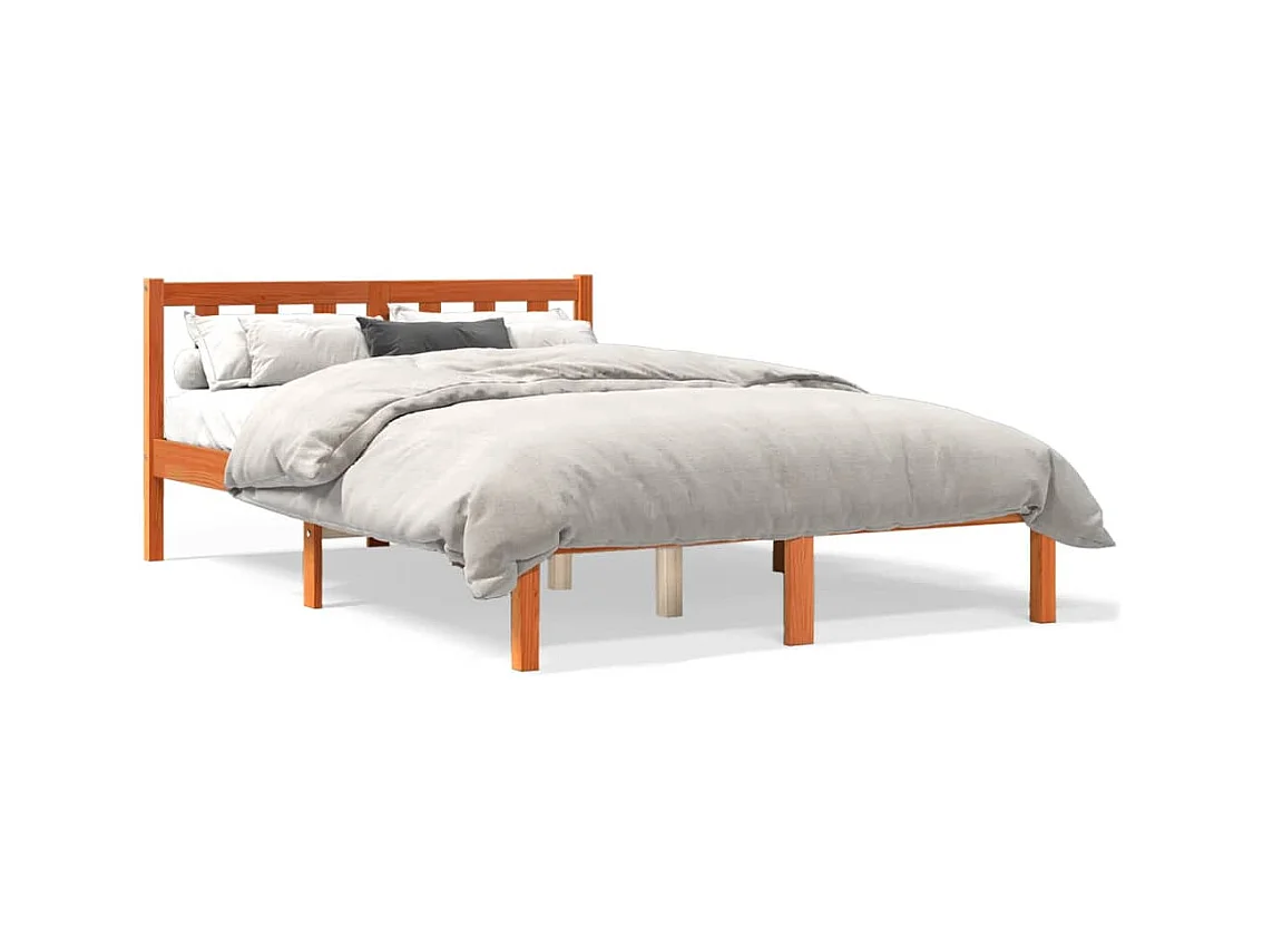 Lit double | Lit adulte | Cadre de lit cire marron 140x190cm bois pin massif